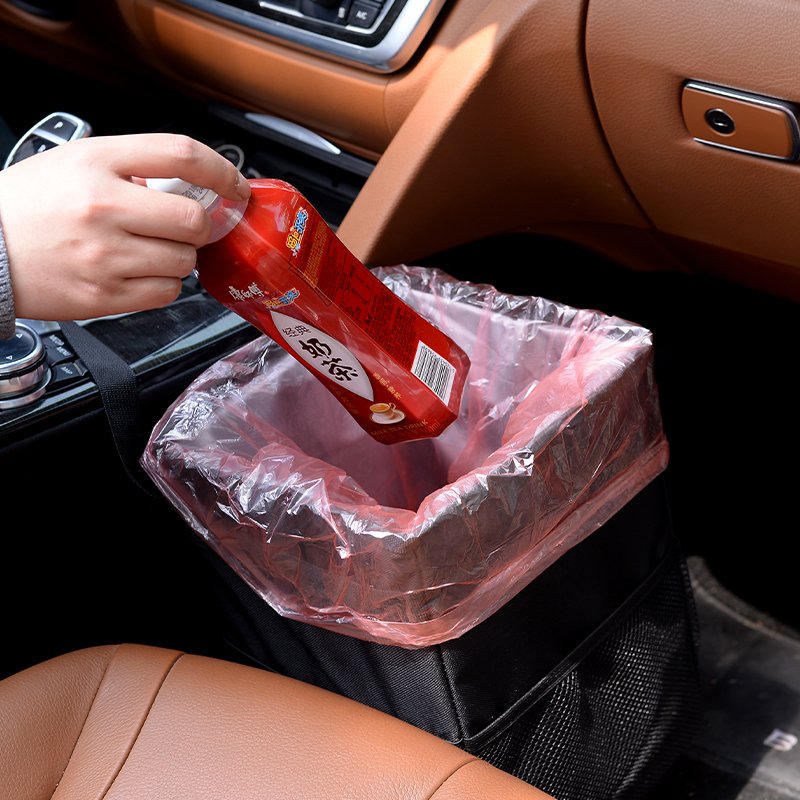 Auto Aufbewahrungsbehälter: Universell einsetzbare Mülleimerbox, auslaufsicher und faltbar, mit 3 Seitentaschen und Kühlakku-Halterung