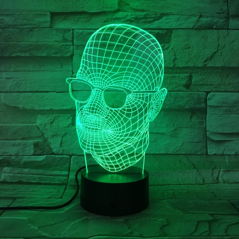 3D LED Lampe "Head" als Tischlampe und Schlaflicht für Kinderzimmer und Wohnzimmer