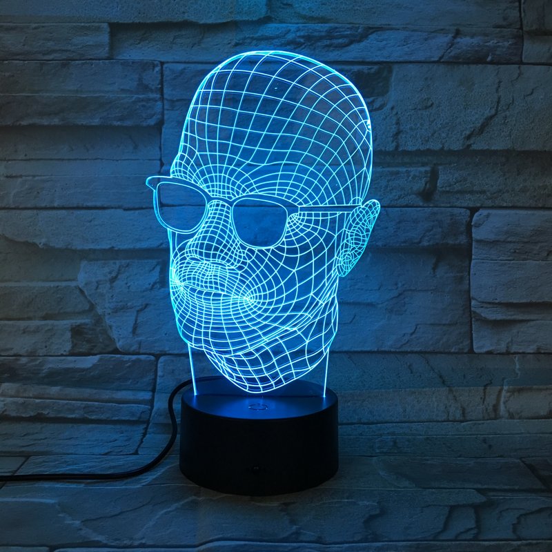 3D LED Lampe "Head" als Tischlampe und Schlaflicht für Kinderzimmer und Wohnzimmer