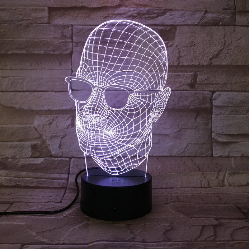 3D LED Lampe "Head" als Tischlampe und Schlaflicht für Kinderzimmer und Wohnzimmer