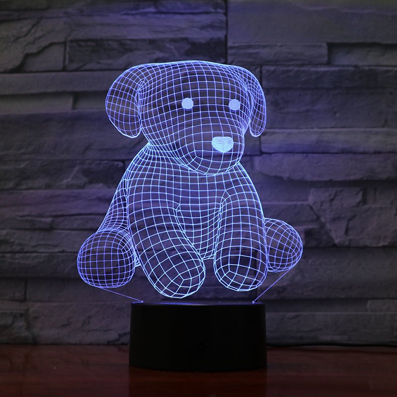 Moderne LED 3D Tischlampe mit einzigartigem Hundemotiv