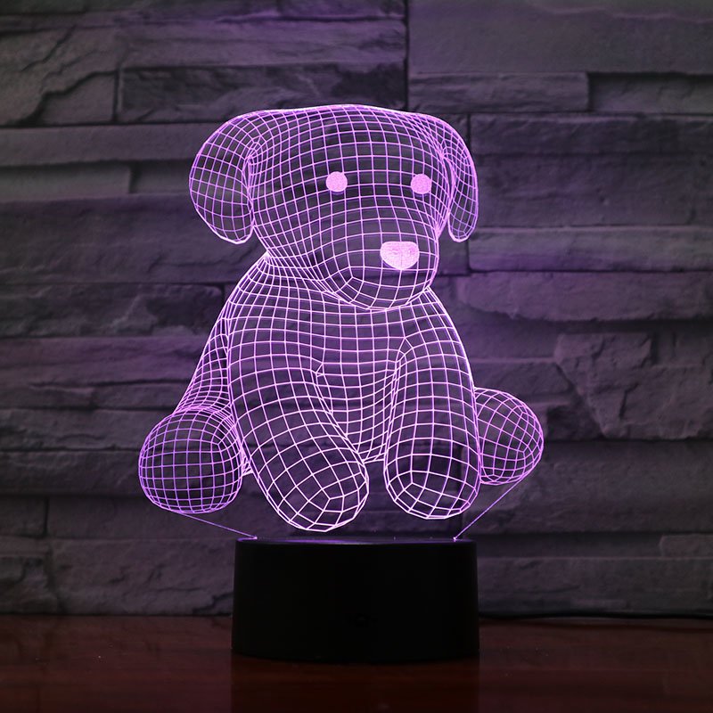 Moderne LED 3D Tischlampe mit einzigartigem Hundemotiv