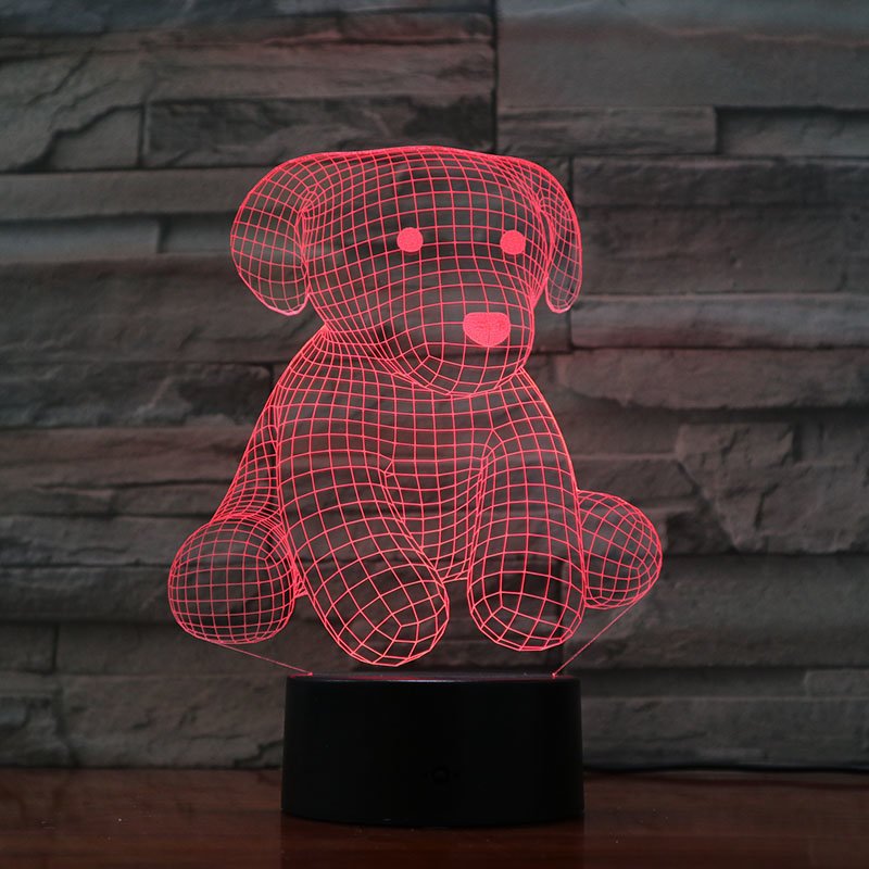Moderne LED 3D Tischlampe mit einzigartigem Hundemotiv