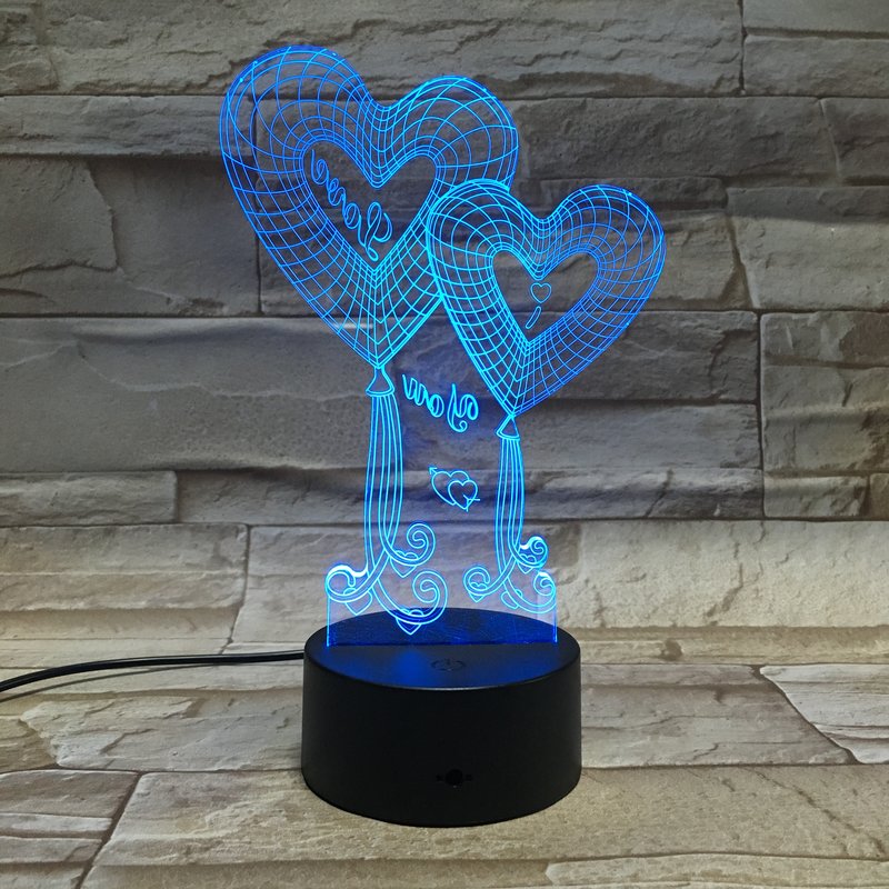 LED Lampe 3D Liebesherzen