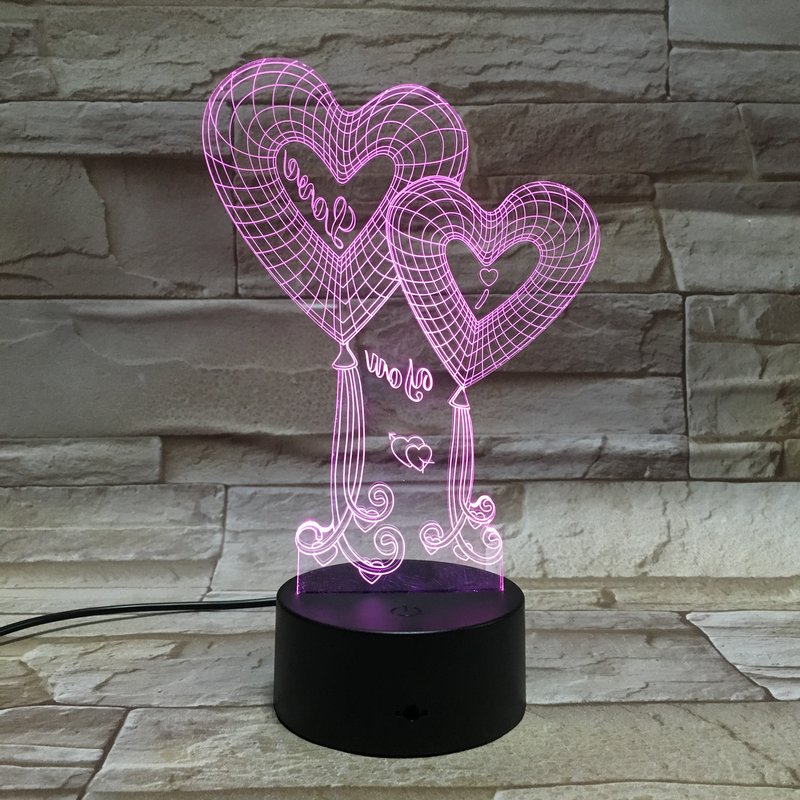 LED Lampe 3D Liebesherzen