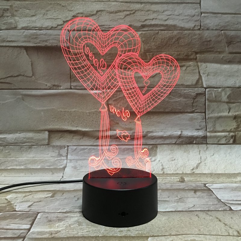 LED Lampe 3D Liebesherzen