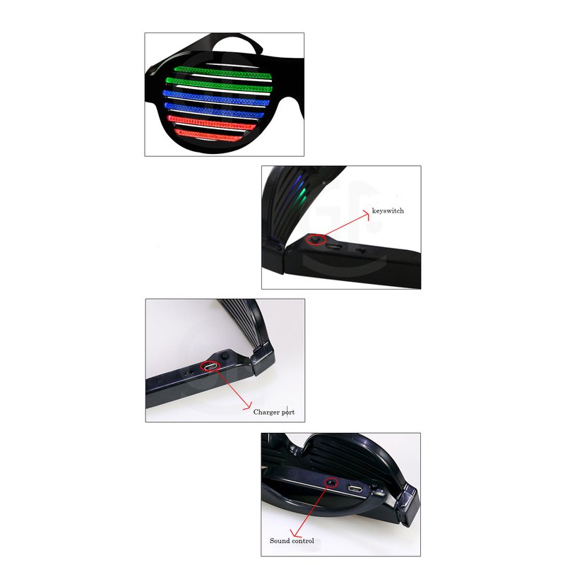 LED-Discobrille mit Musiksensor und Equalizer-Balken für Party und Musikveranstaltungen