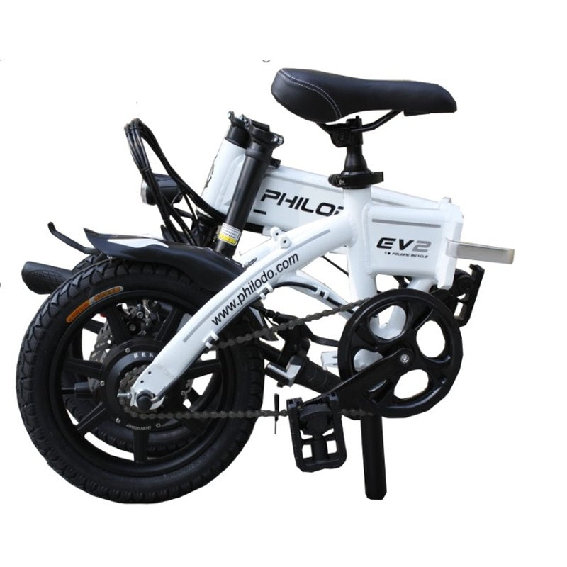 Klappbares E-Bike Modell EV2 in Weiß - Elektrisches Cruiser-Mini-Bike