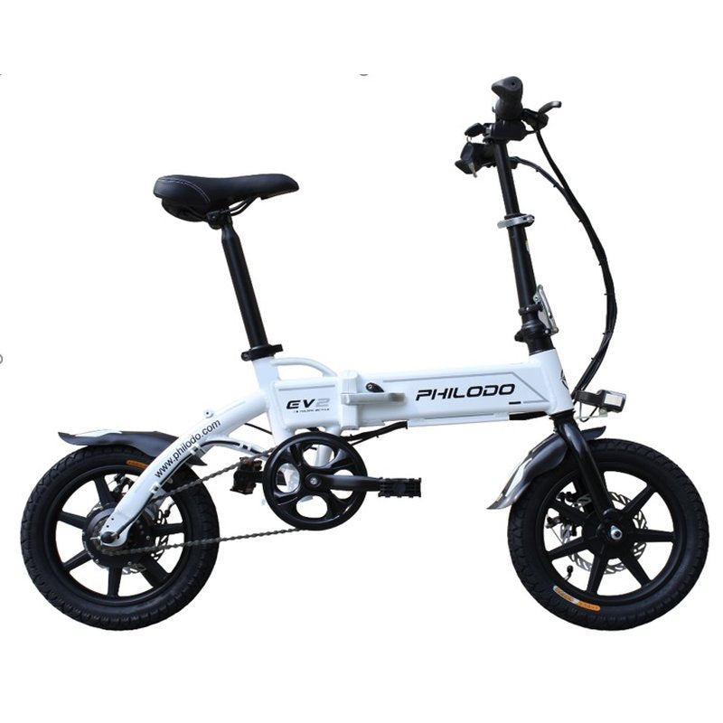 Klappbares E-Bike Modell EV2 in Weiß - Elektrisches Cruiser-Mini-Bike