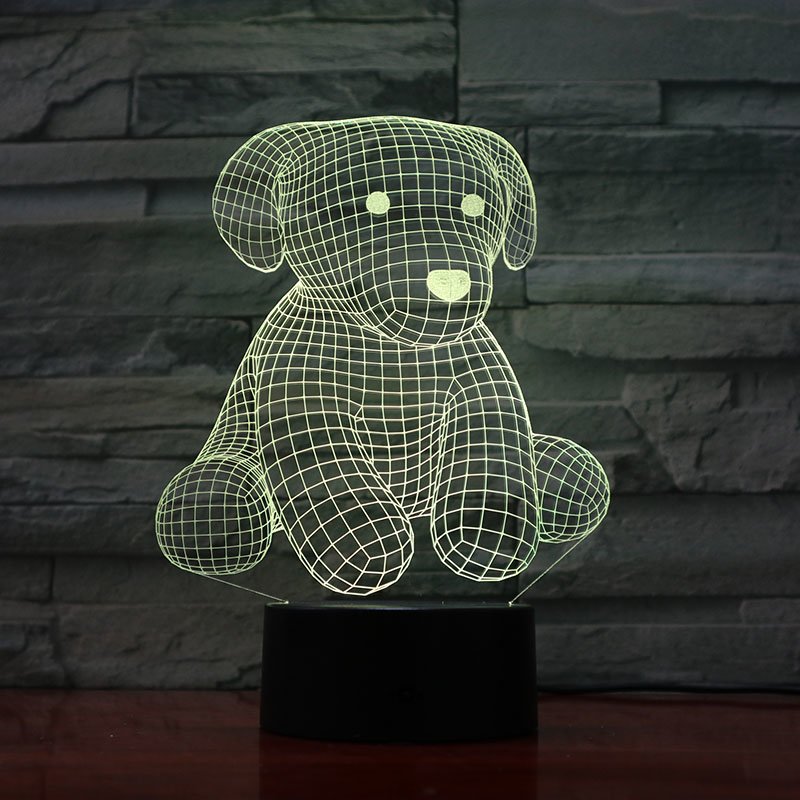 Moderne LED 3D Tischlampe mit einzigartigem Hundemotiv