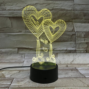 LED Lampe 3D Liebesherzen