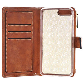Leder Handyhülle für iPhone 7+ mit Kartenschlitzen und Kleingeldtasche