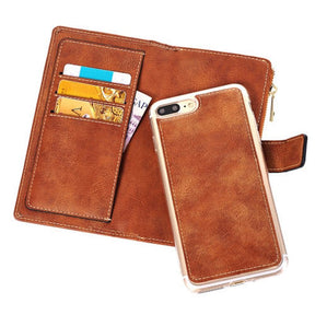 Leder Handyhülle für iPhone 7+ mit Kartenschlitzen und Kleingeldtasche