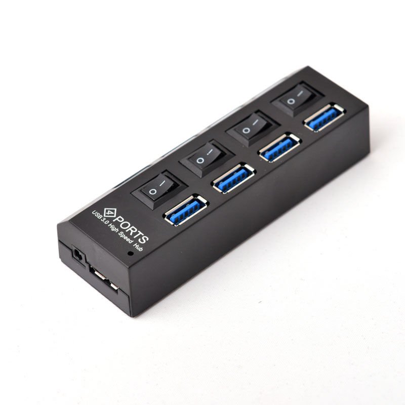 USB 3.0 Verteiler 4 Ports Hub mit LED Anzeige - Einfaches Plug & Play für PC, Laptop und Notebook