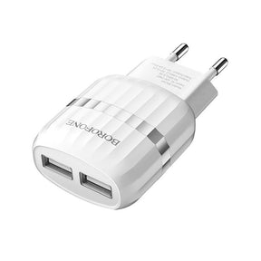 Dual-USB-Ladegerät für EU-Steckdosen - Weiß